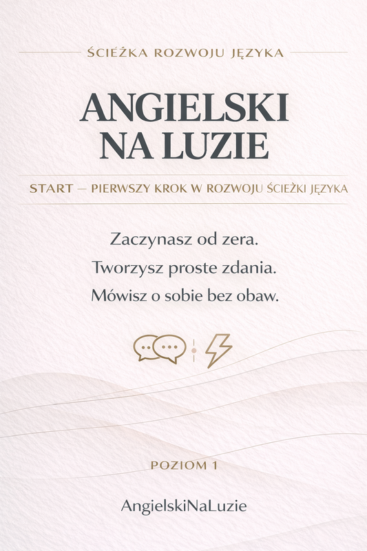 🟢 ANGIELSKI NA LUZIE 🚀 START — Zacznij mówić po angielsku — od pierwszego zdania Poziom 1 — Początkujący (0–A1)