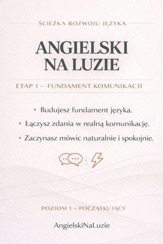 🟢 ŚCIEŻKA ROZWOJU JĘZYKA — Fundament komunikacji — zacznij mówić po angielsku Poziom 1 — Początkujący (0–A1)